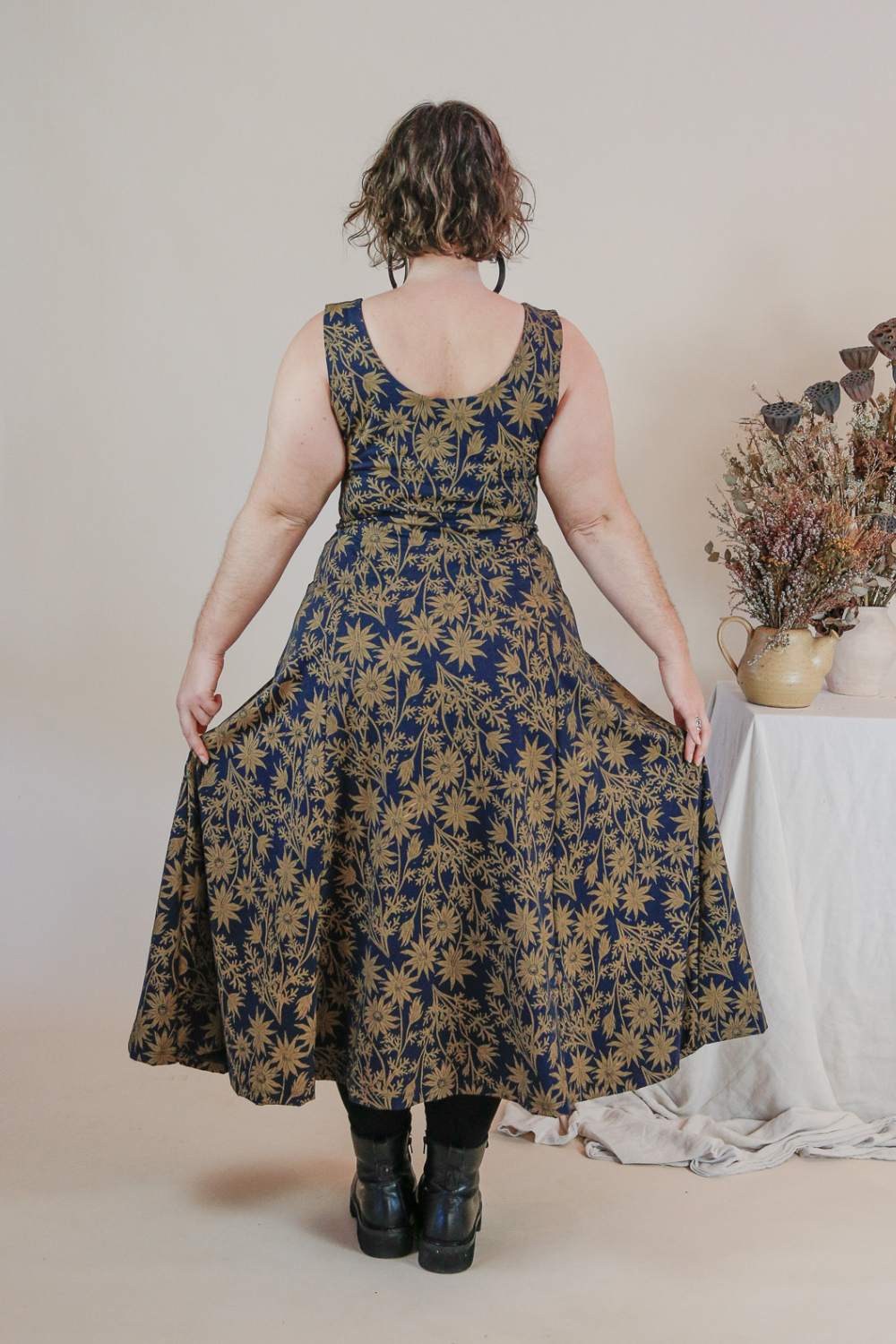 Flow Dress - Gold Flannel Flower