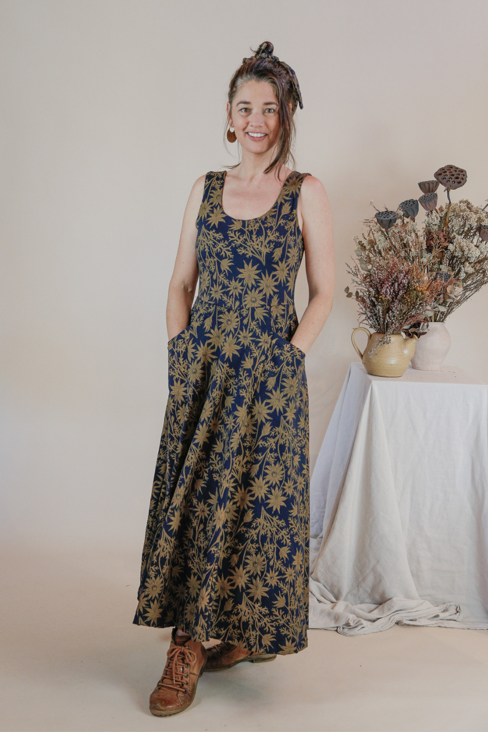 Flow Dress - Gold Flannel Flower