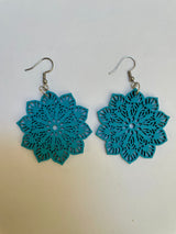 Lightweight wooden earrings - Chalky Blue