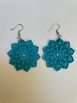 Lightweight wooden earrings - Chalky Blue