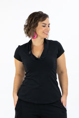 Button Top - Cap Sleeve - Black (18,22)