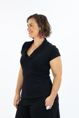 Button Top - Cap Sleeve - Black (18,22)